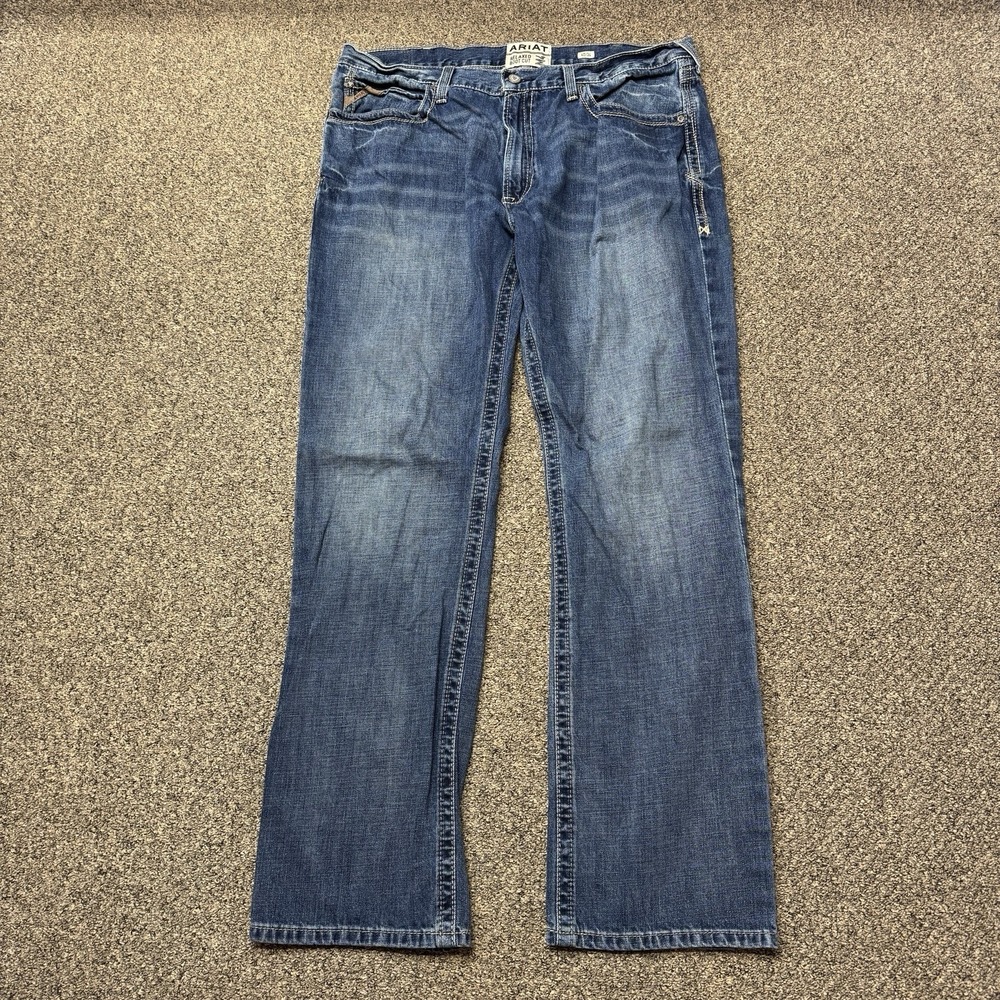 Ariat M4 Relaxed Boot Cut Jeans Mens 40x34 Blue Med Wash Denim Pants Workwear